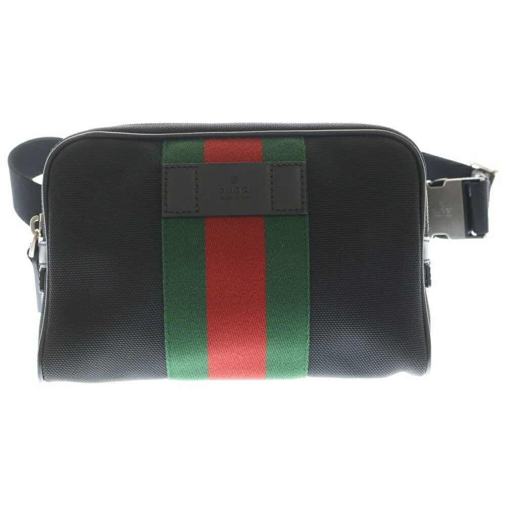 GUCCI Sherry Canvas Waist Bag Body Bum Crossbody Belt Black